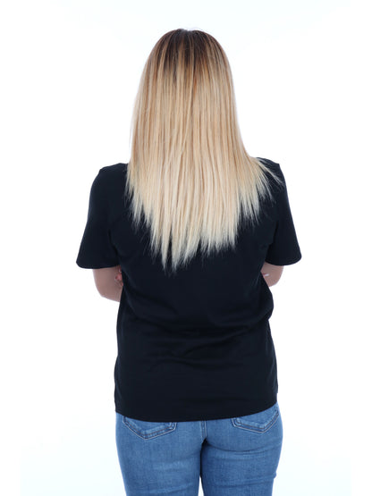 T-SHIRT COLLO A V CHAMPION DA DONNA NERO