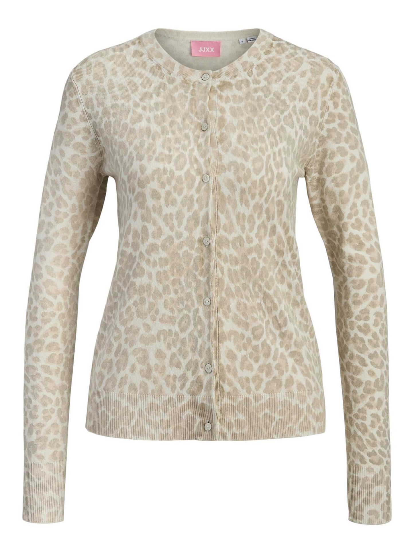 Cardigan donna JJXX con stampa animalier beige e multicolore