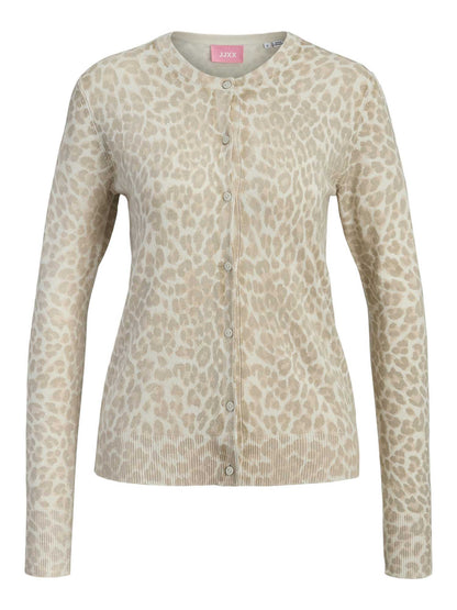 Cardigan donna JJXX con stampa animalier beige e multicolore