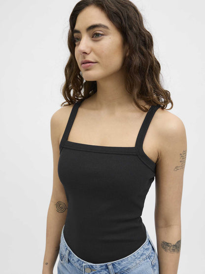 JJXX Fifi, canotta da donna nera con scollo quadrato