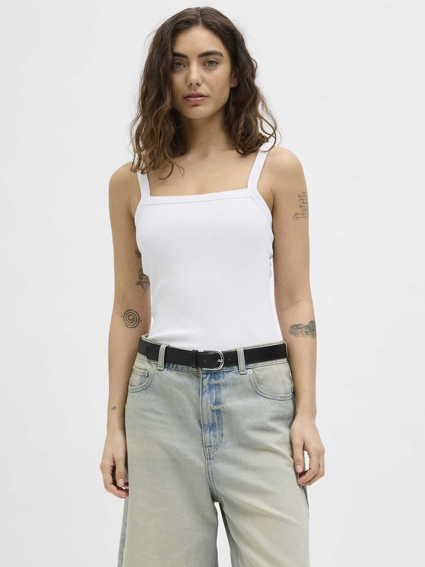 Canotta JJXX Fifi in cotone bianca da donna dal design moderno