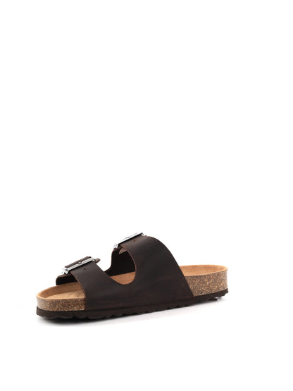 Sandali Bio Green da donna in cuoio marrone per la primavera-estate
