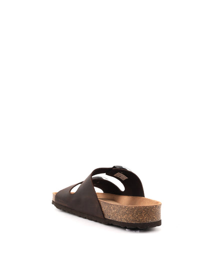 Sandali Bio Green da donna in cuoio marrone per la primavera-estate