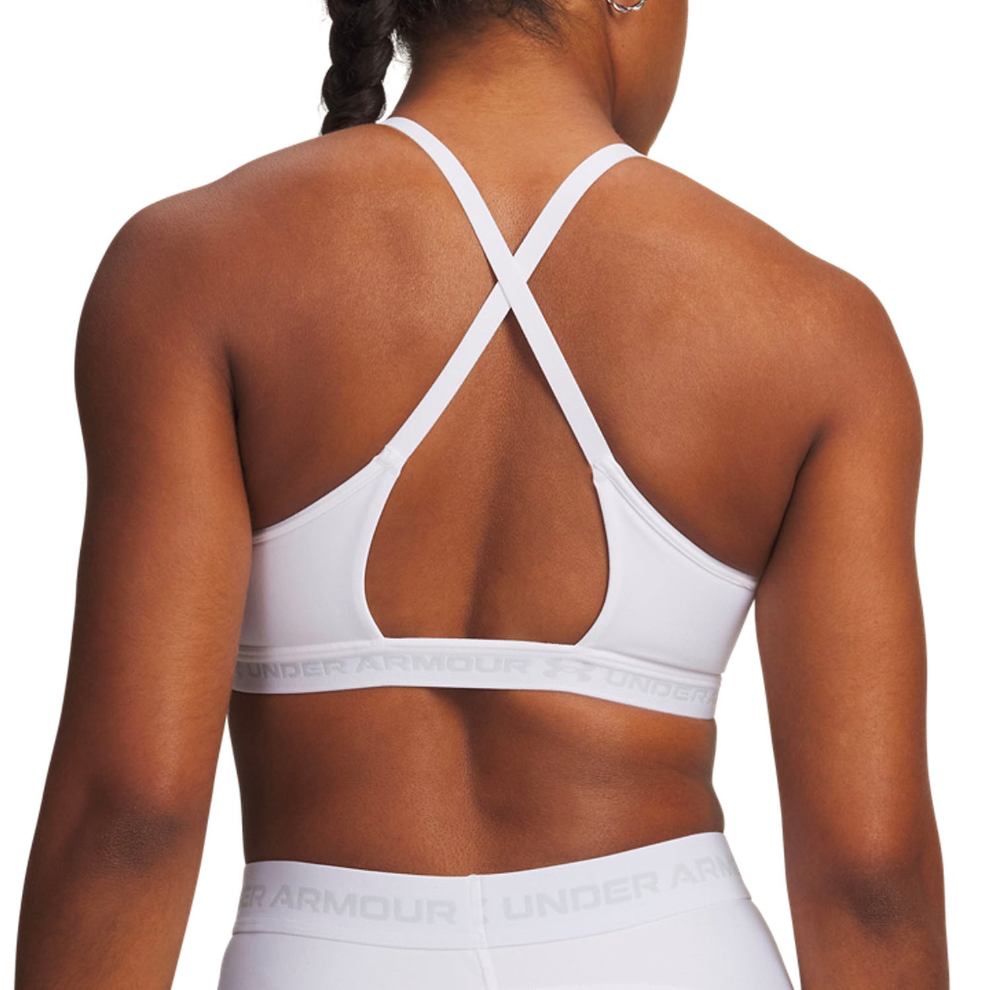 Under Armour Crossback Low, canotta sportiva da donna bianca