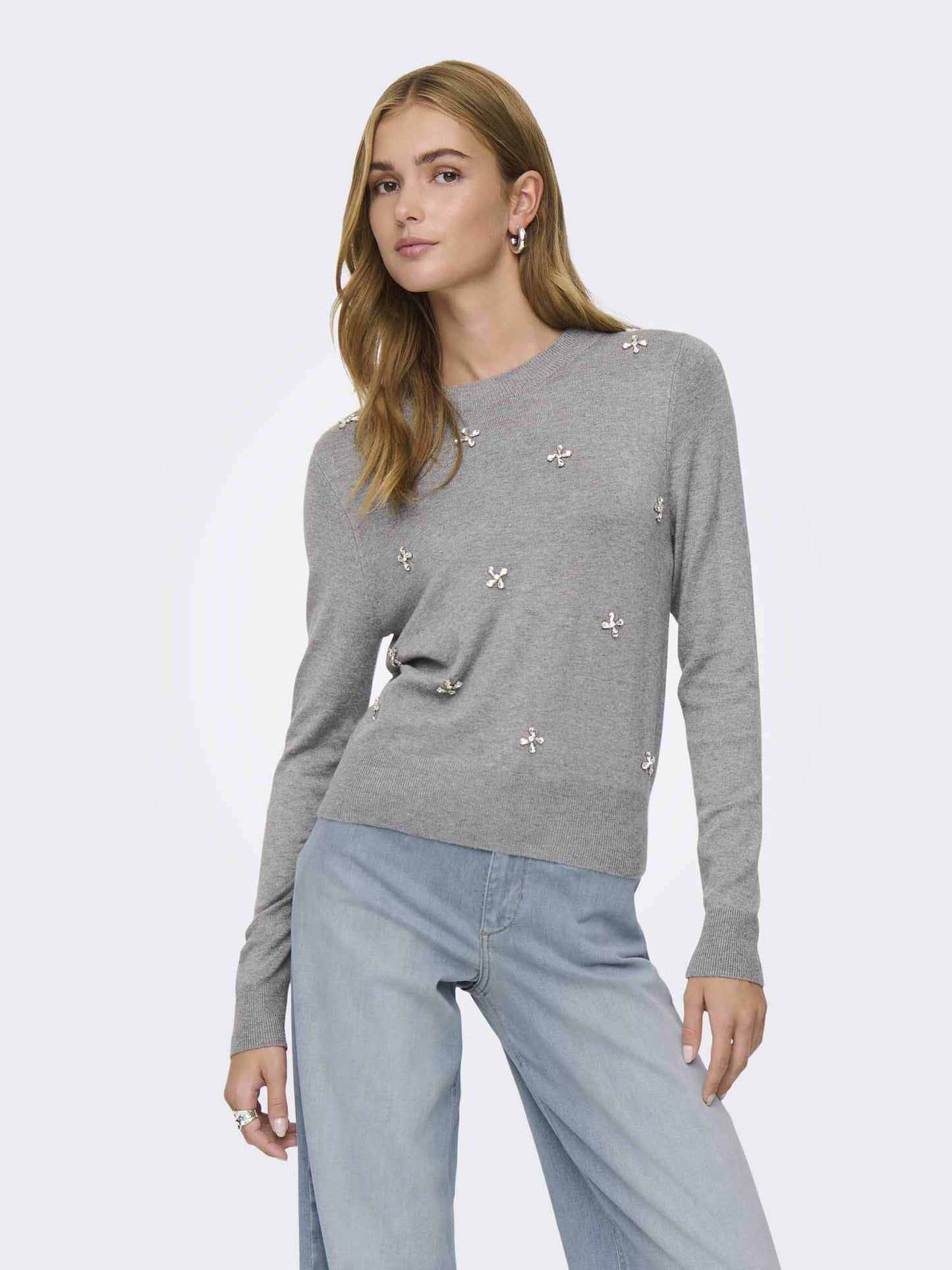 Pantaloni casual grigi da donna con vestibilità dritta