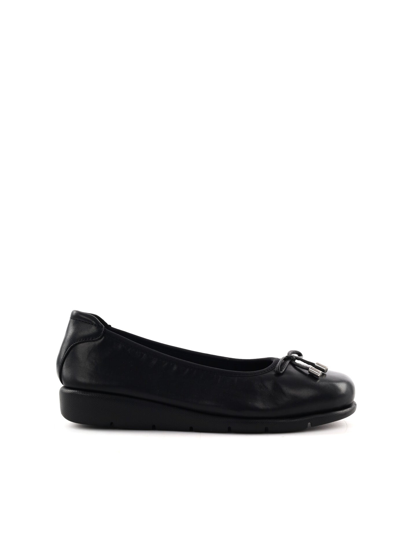 Shoelab April, ballerine in cuoio nero da donna con fiocco