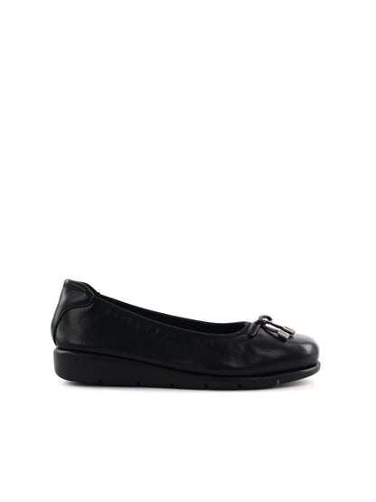 Shoelab April, ballerine in cuoio nero da donna con fiocco