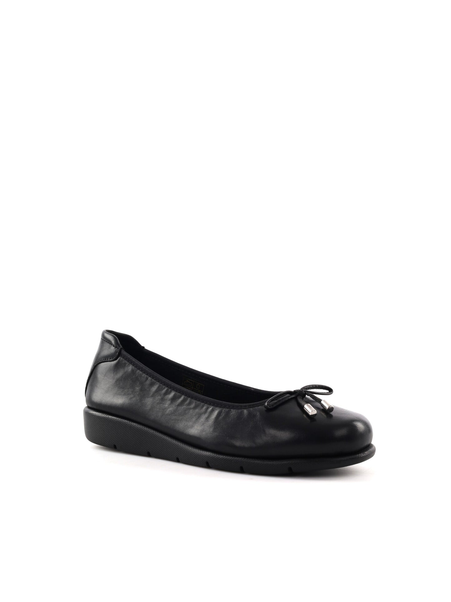 Shoelab April, ballerine in cuoio nero da donna con fiocco