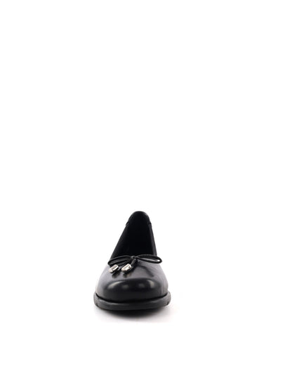 Shoelab April, ballerine in cuoio nero da donna con fiocco