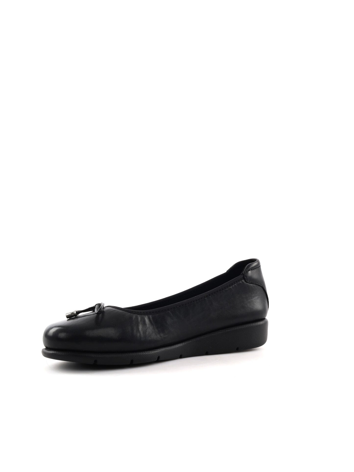 Shoelab April, ballerine in cuoio nero da donna con fiocco