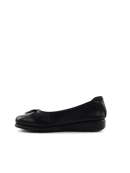 Shoelab April, ballerine in cuoio nero da donna con fiocco