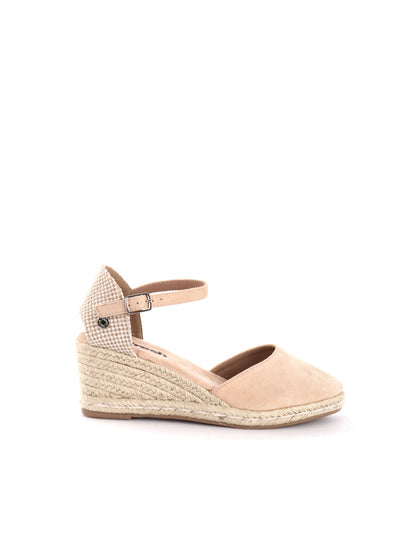 Sandalo zeppa beige da donna Refresh con chiusura a fibbia