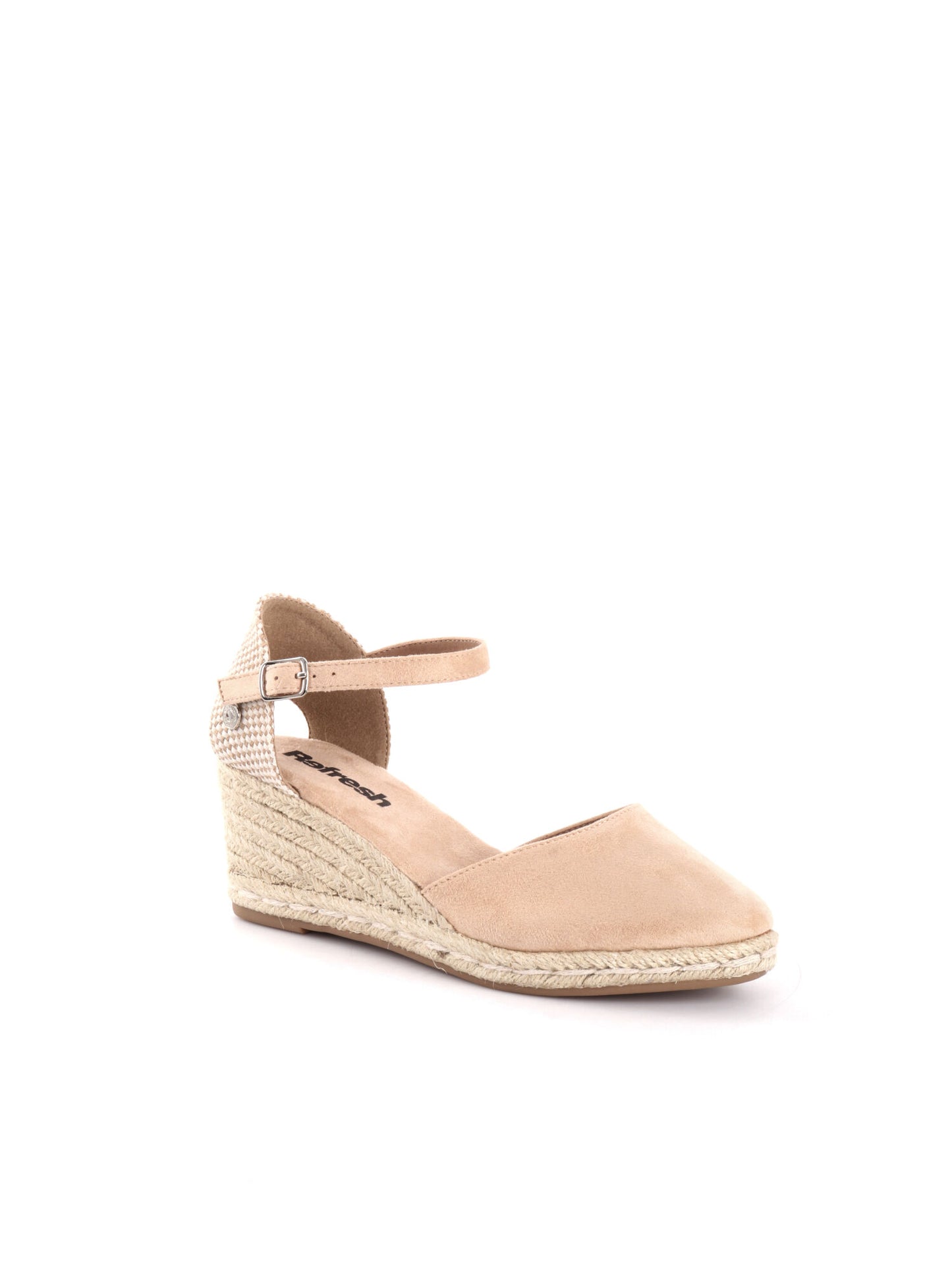 Sandalo zeppa beige da donna Refresh con chiusura a fibbia