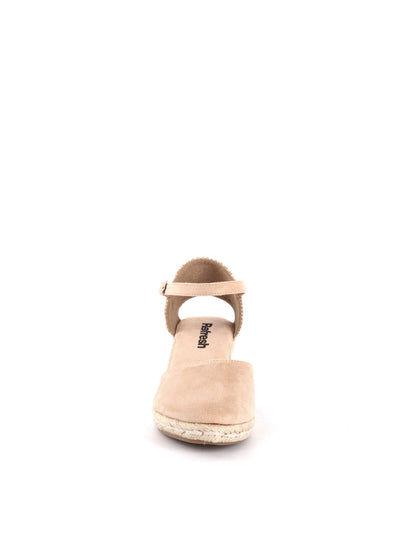 Sandalo zeppa beige da donna Refresh con chiusura a fibbia