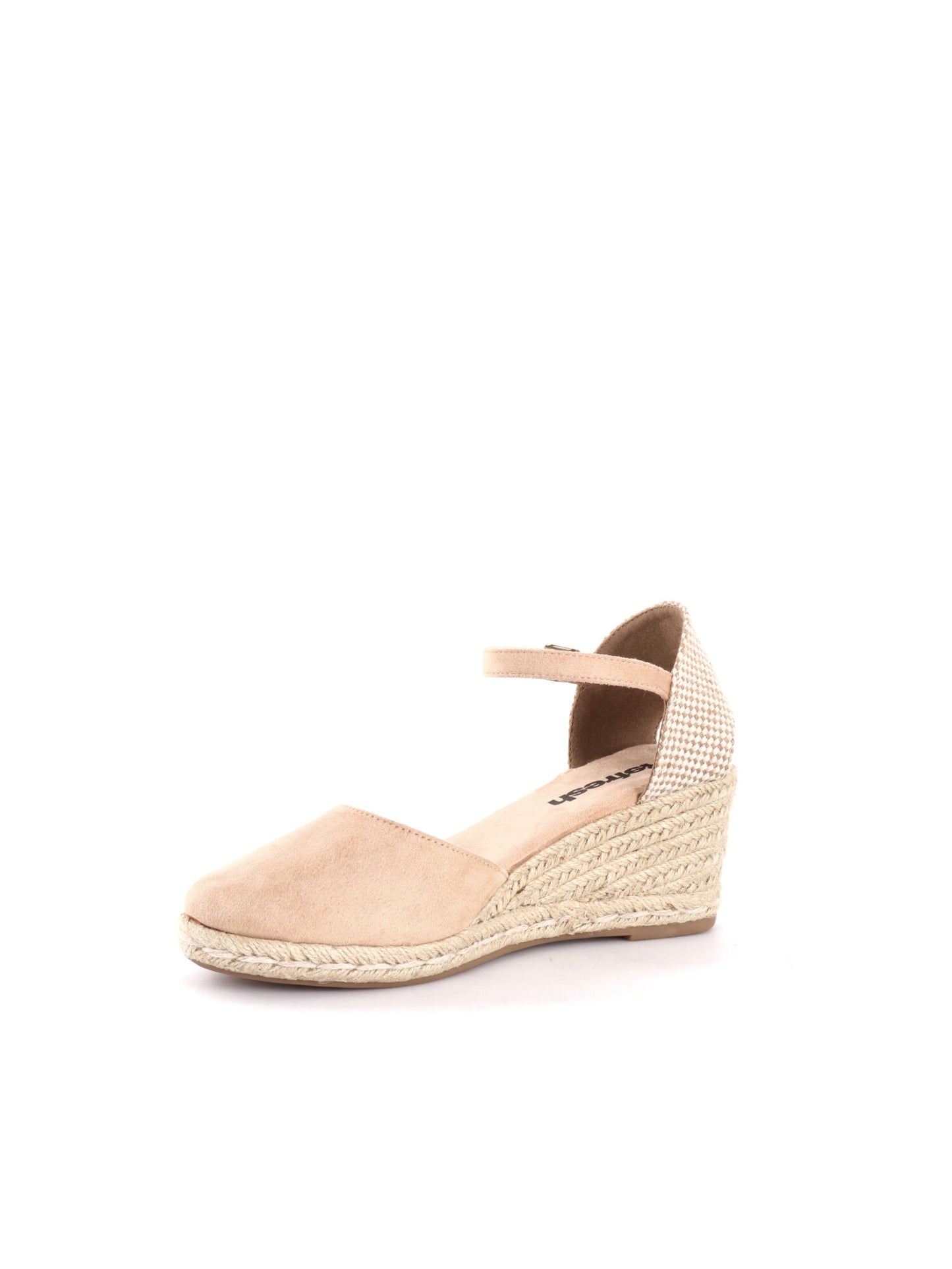 Sandalo zeppa beige da donna Refresh con chiusura a fibbia