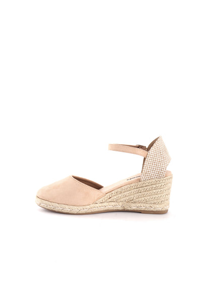 Sandalo zeppa beige da donna Refresh con chiusura a fibbia