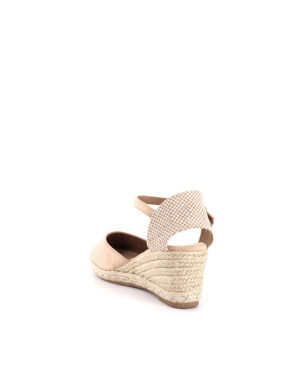 Sandalo zeppa beige da donna Refresh con chiusura a fibbia