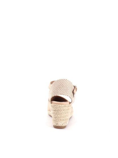 Sandalo zeppa beige da donna Refresh con chiusura a fibbia