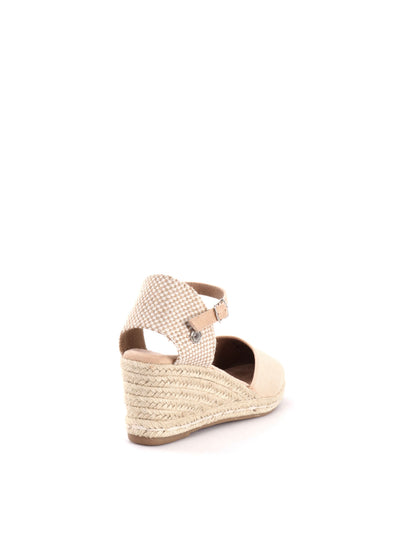 Sandalo zeppa beige da donna Refresh con chiusura a fibbia