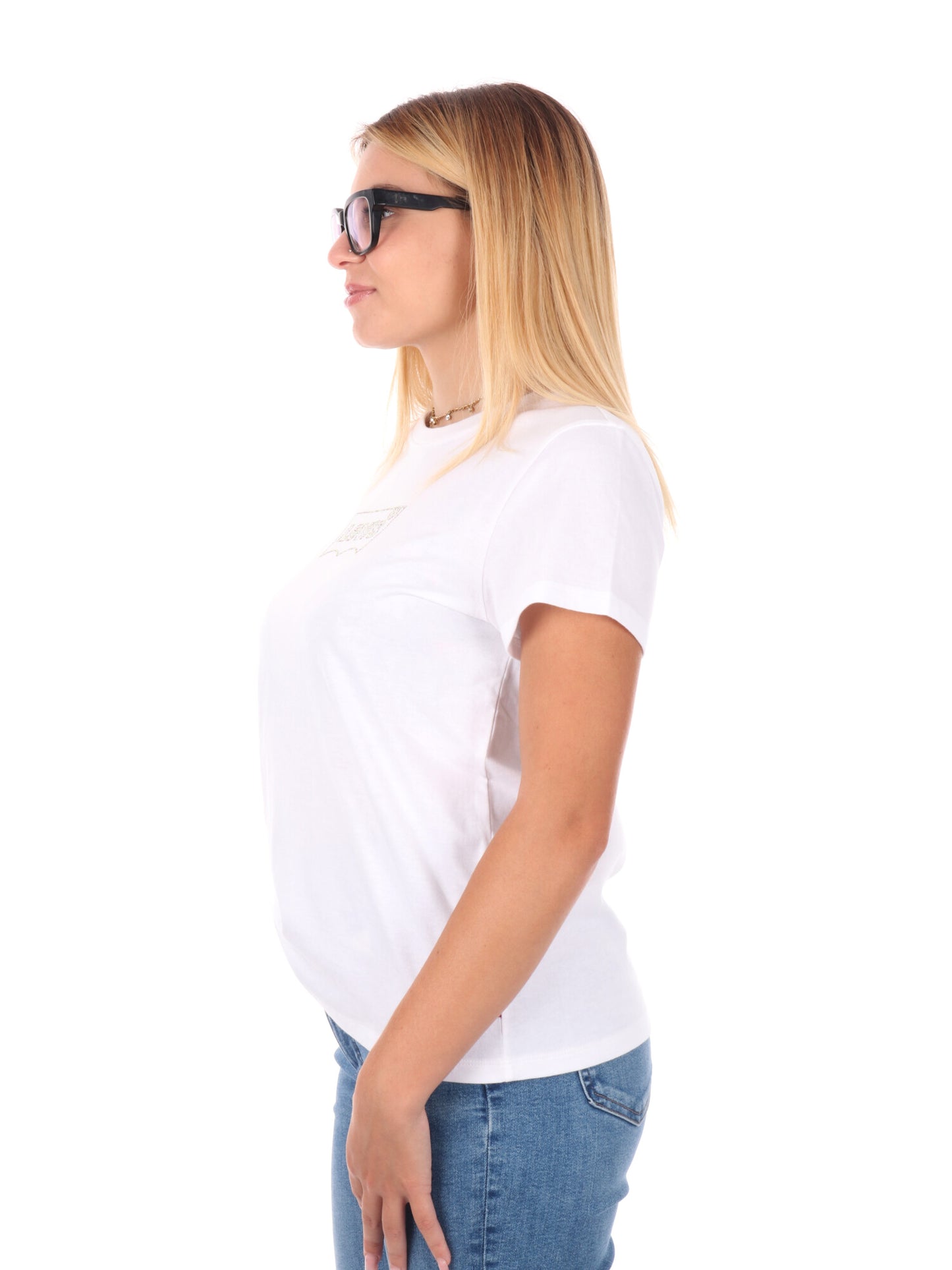T-SHIRT CON STAMPA STRASS LEVI'S DONNA BIANCO
