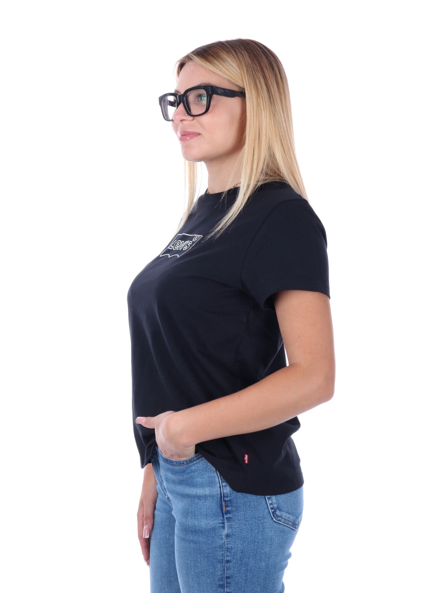 T-SHIRT CON STAMPA STRASS LEVI'S DONNA NERO
