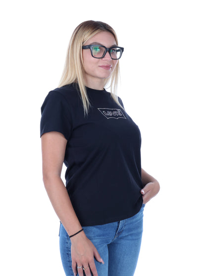 T-SHIRT CON STAMPA STRASS LEVI'S DONNA NERO