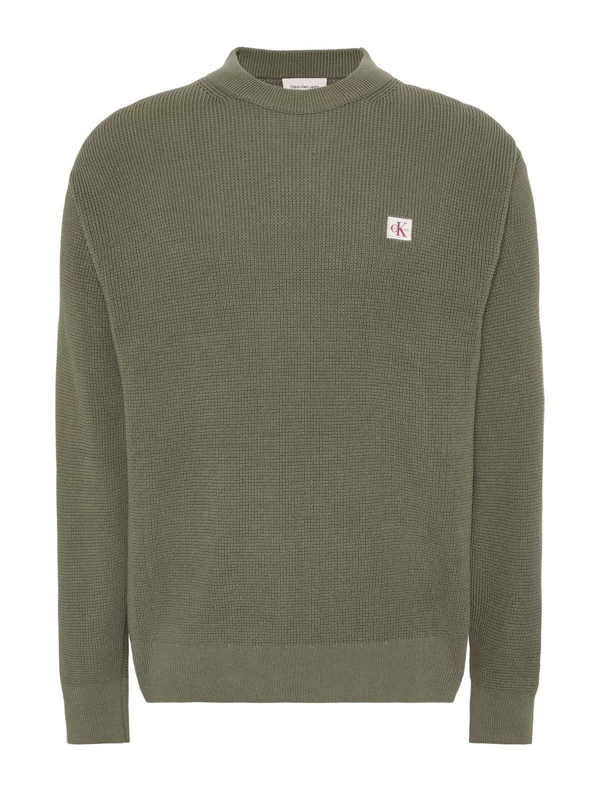 Ck cotton waffle cre maglia da uomo oliva