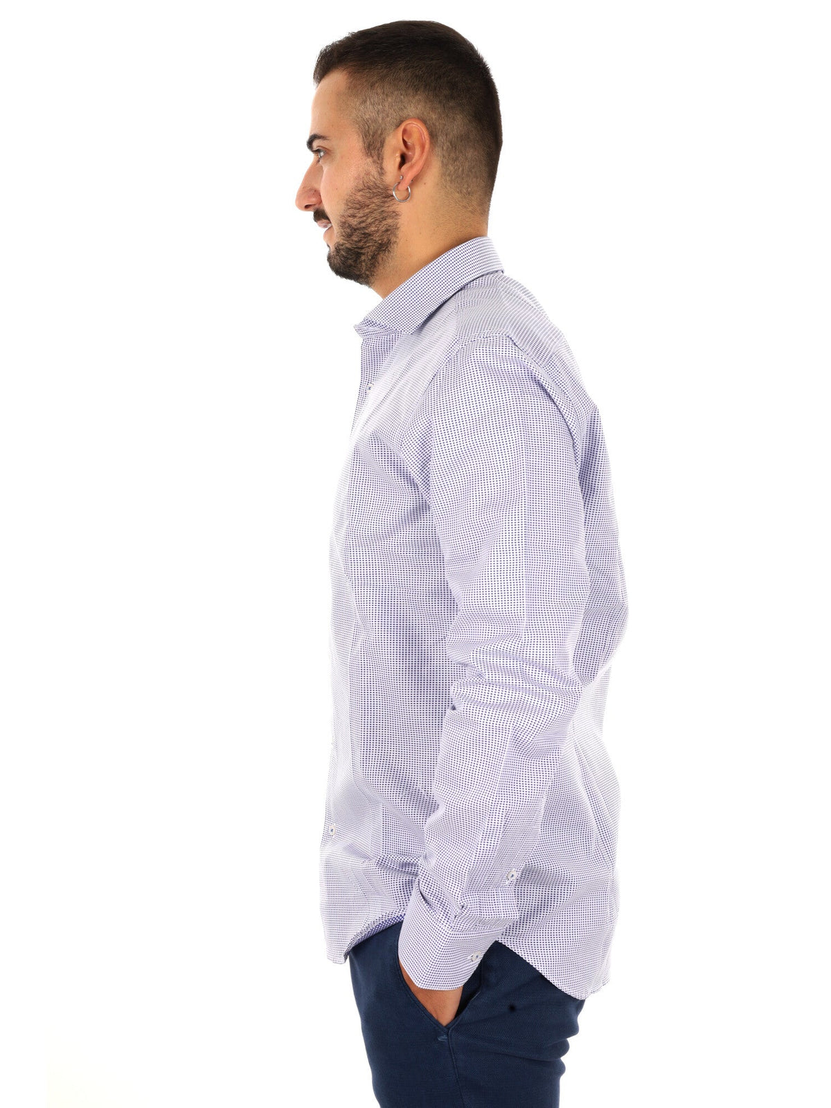Fb camicia 387 da uomo bianco-blu
