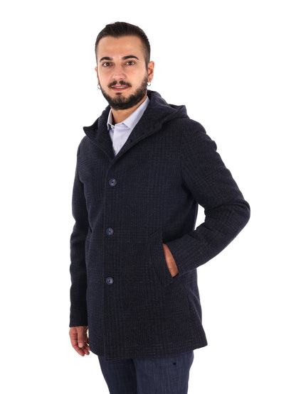 Fb cappotto cappucci da uomo blu