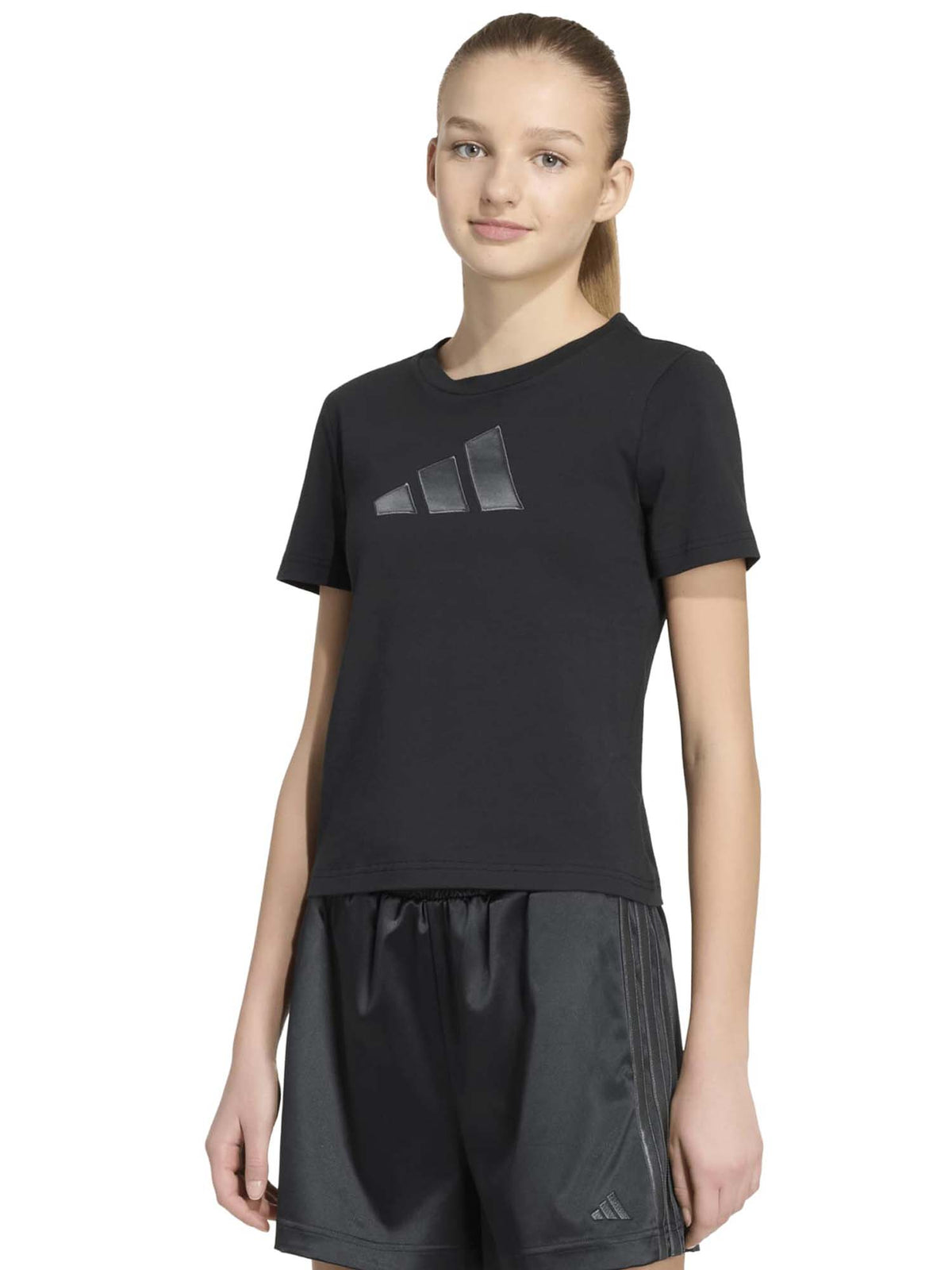 Adidas g. tee satin t-shirt da bambino/a nero