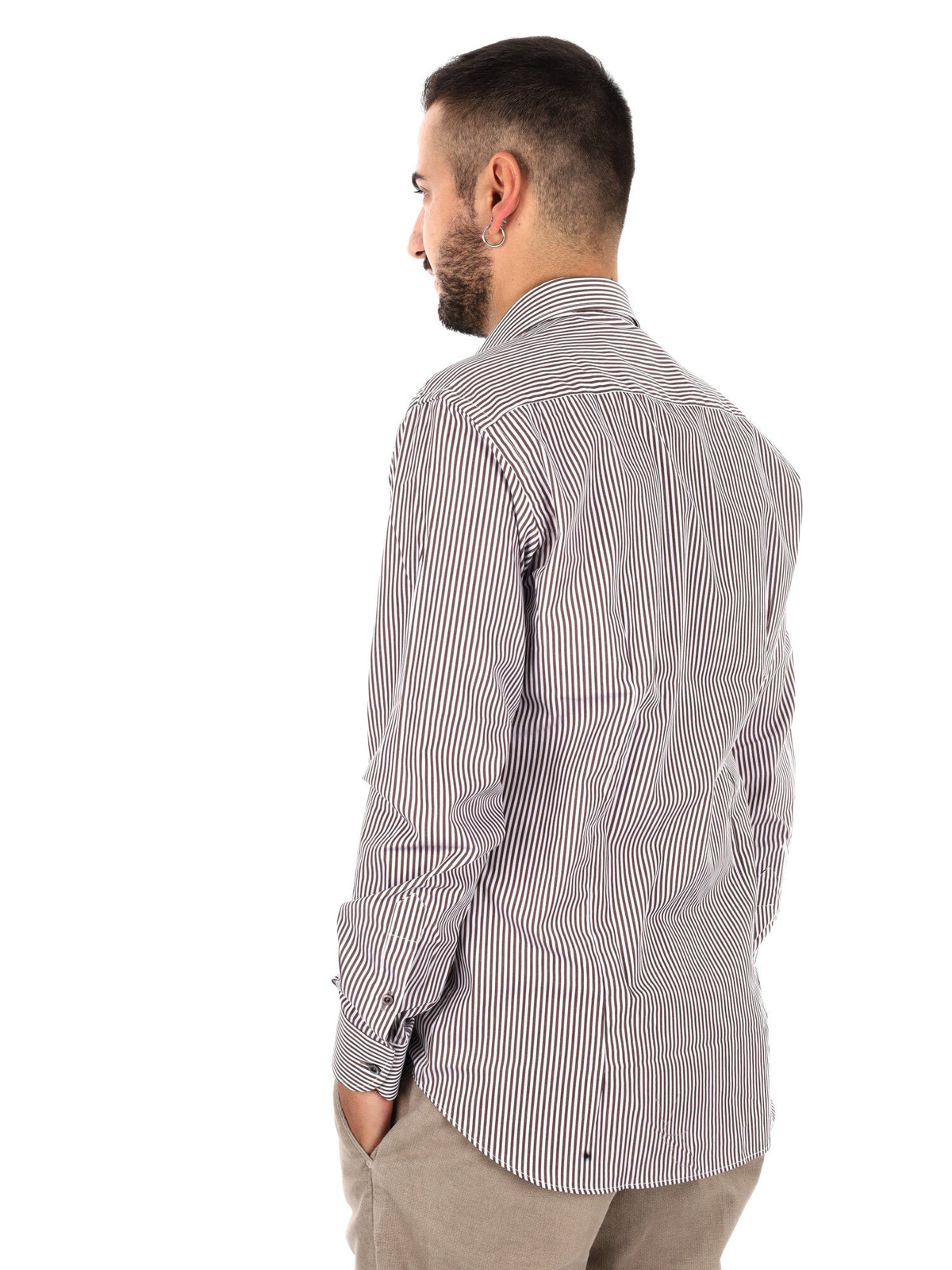 Fb camicia londra da uomo bianco-marrone