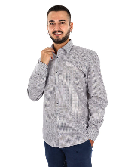Fb camicia 448 da uomo bianco-blu