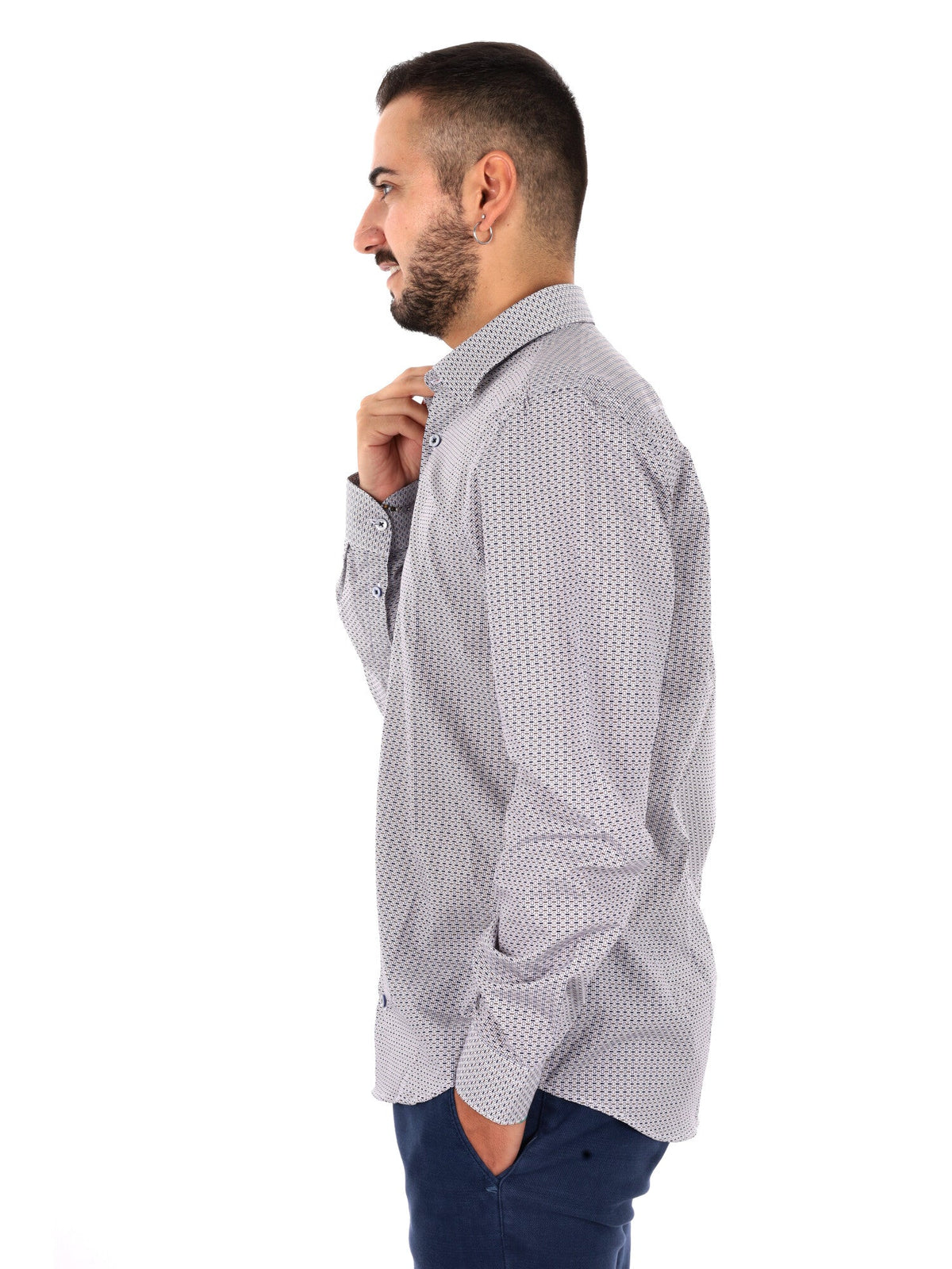 Fb camicia 448 da uomo bianco-blu
