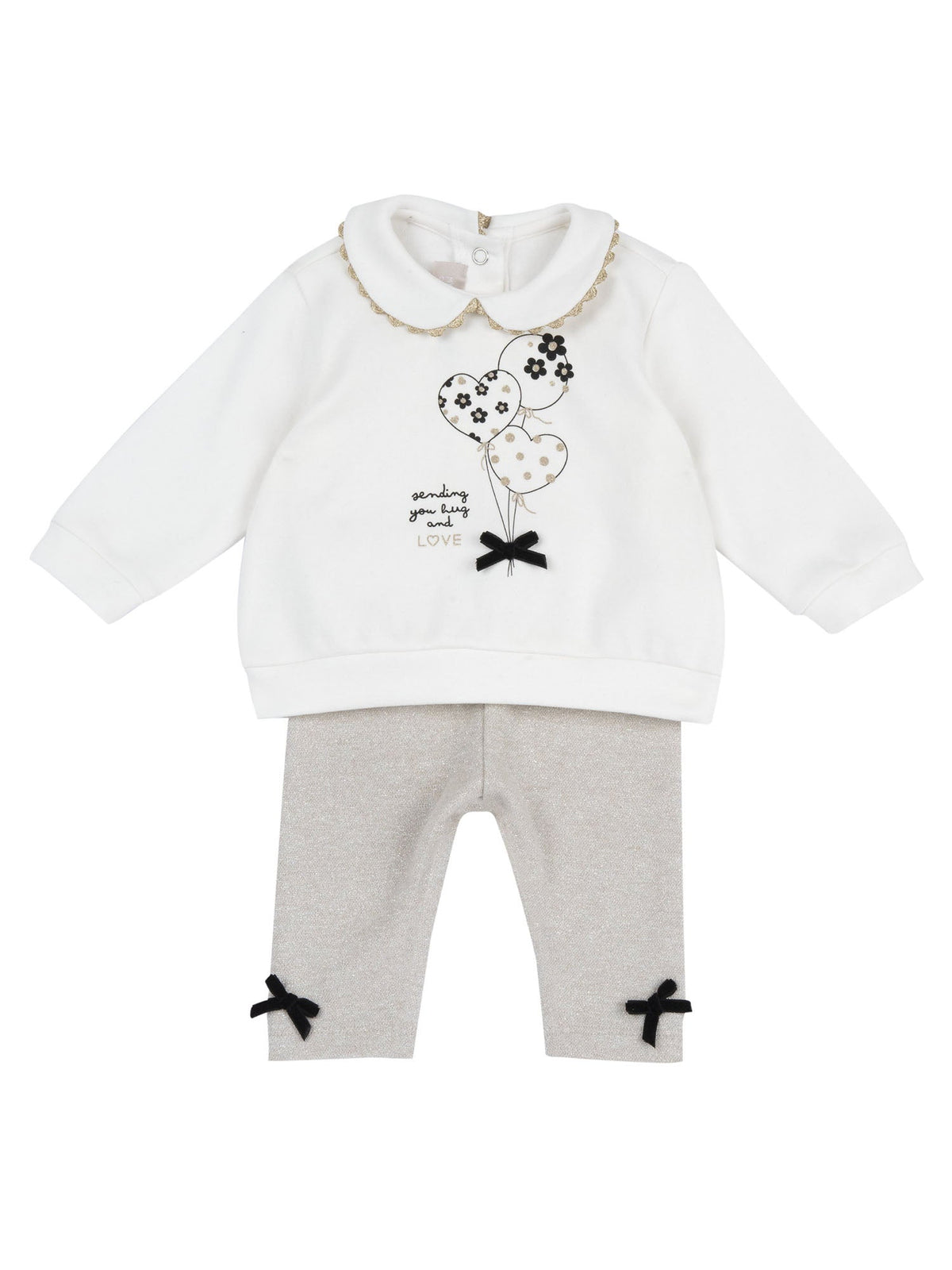 Chicco t-shirt+leggi completo da bambino/a bianco beige