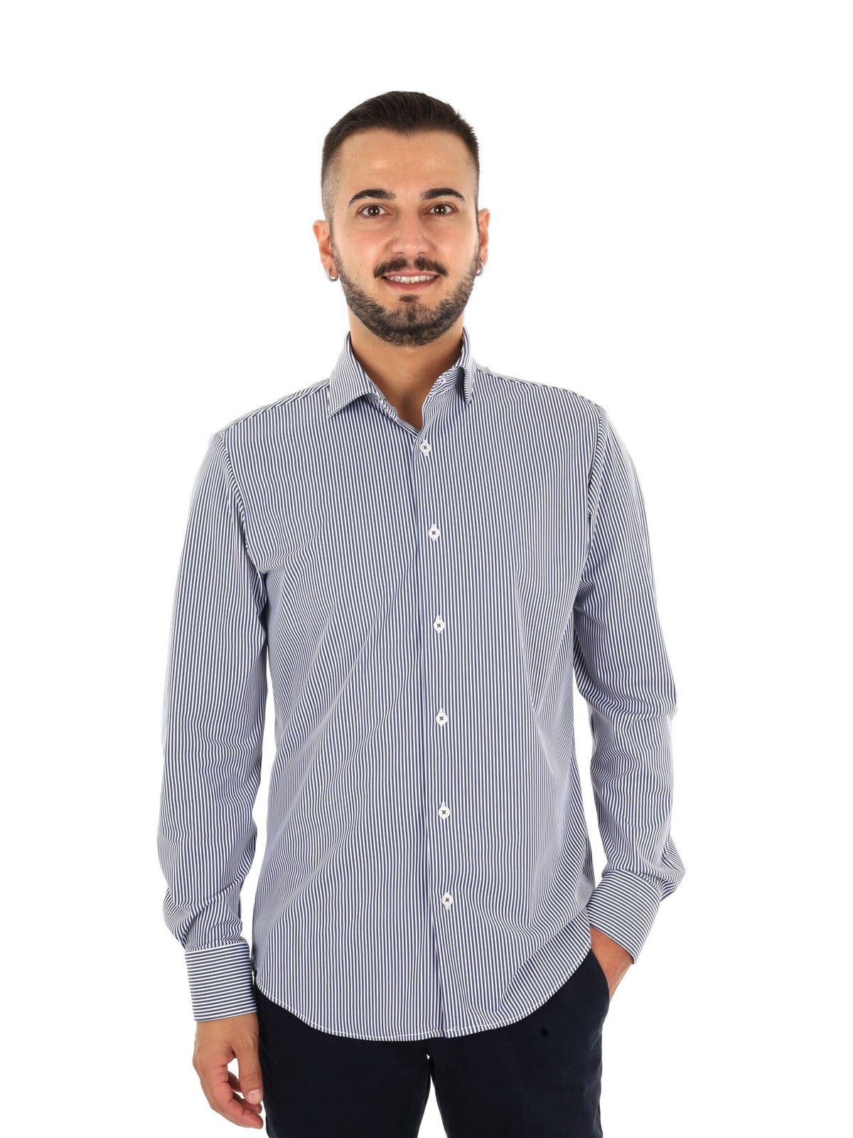 Fb camicia performan da uomo bianco-blu