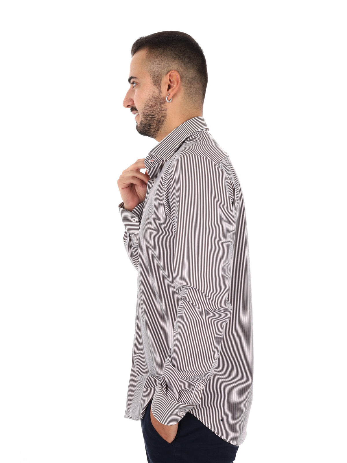 Fb camicia performan da uomo bianco-marrone