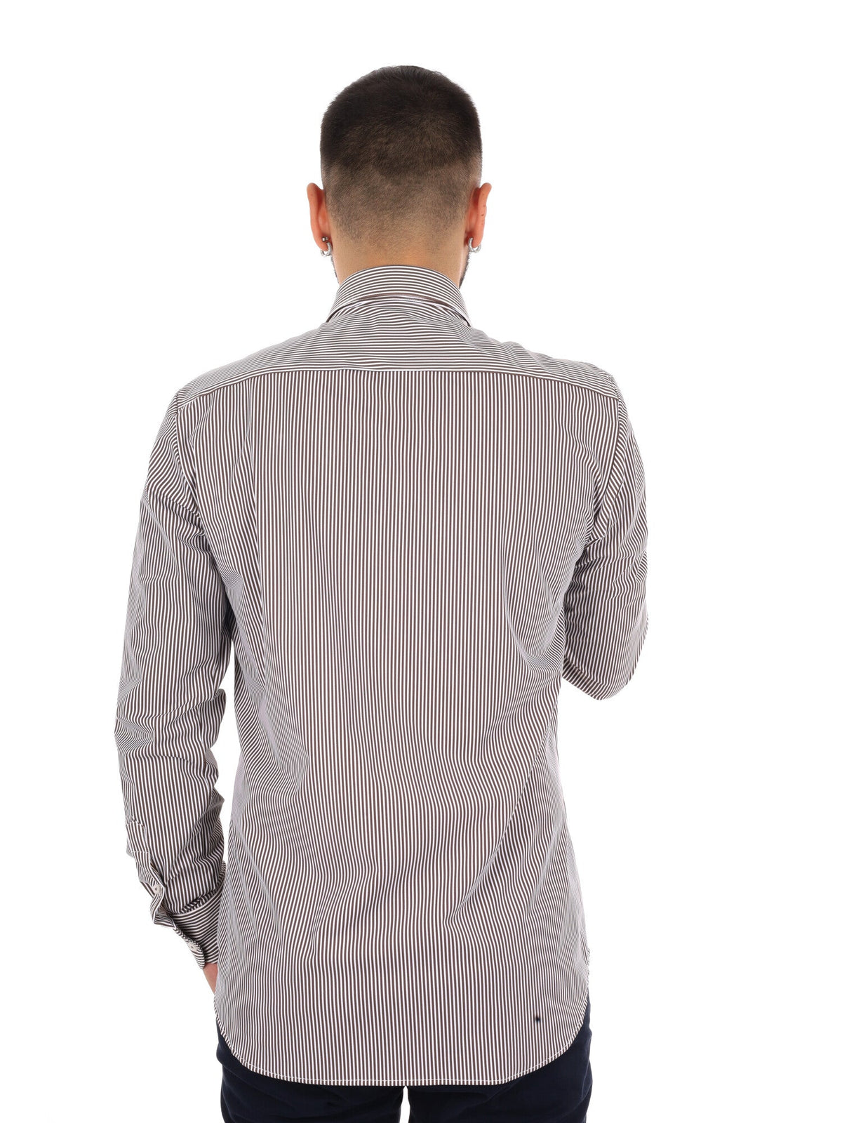 Fb camicia performan da uomo bianco-marrone