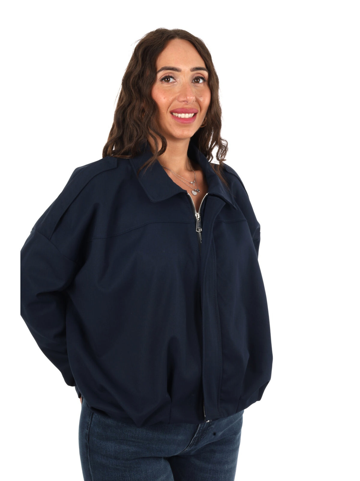 Miss love giacca zip da donna blu