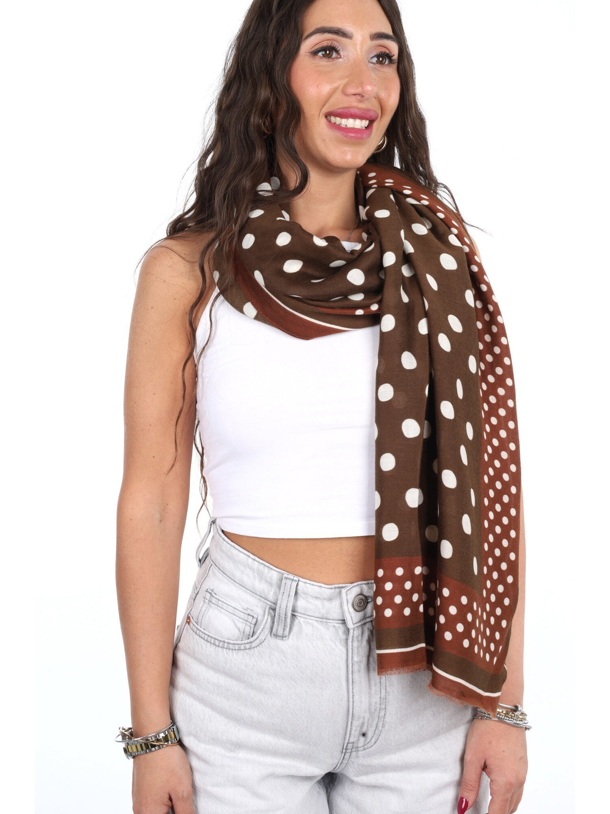 Miss love pashmina da unisex marrone