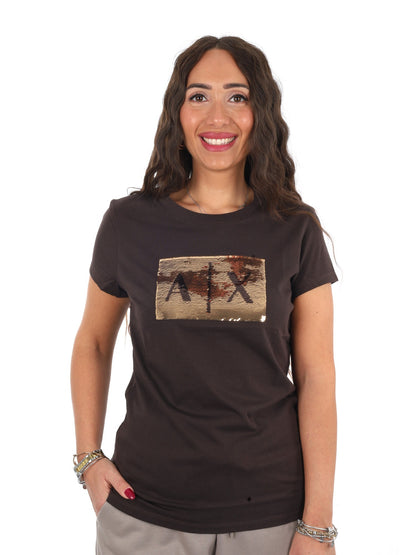 Armani excange t-sh t-shirt da donna marrone
