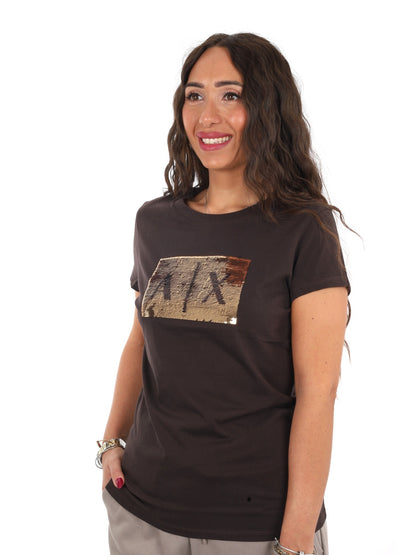 Armani excange t-sh t-shirt da donna marrone