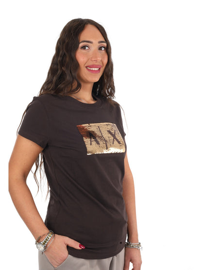 Armani excange t-sh t-shirt da donna marrone