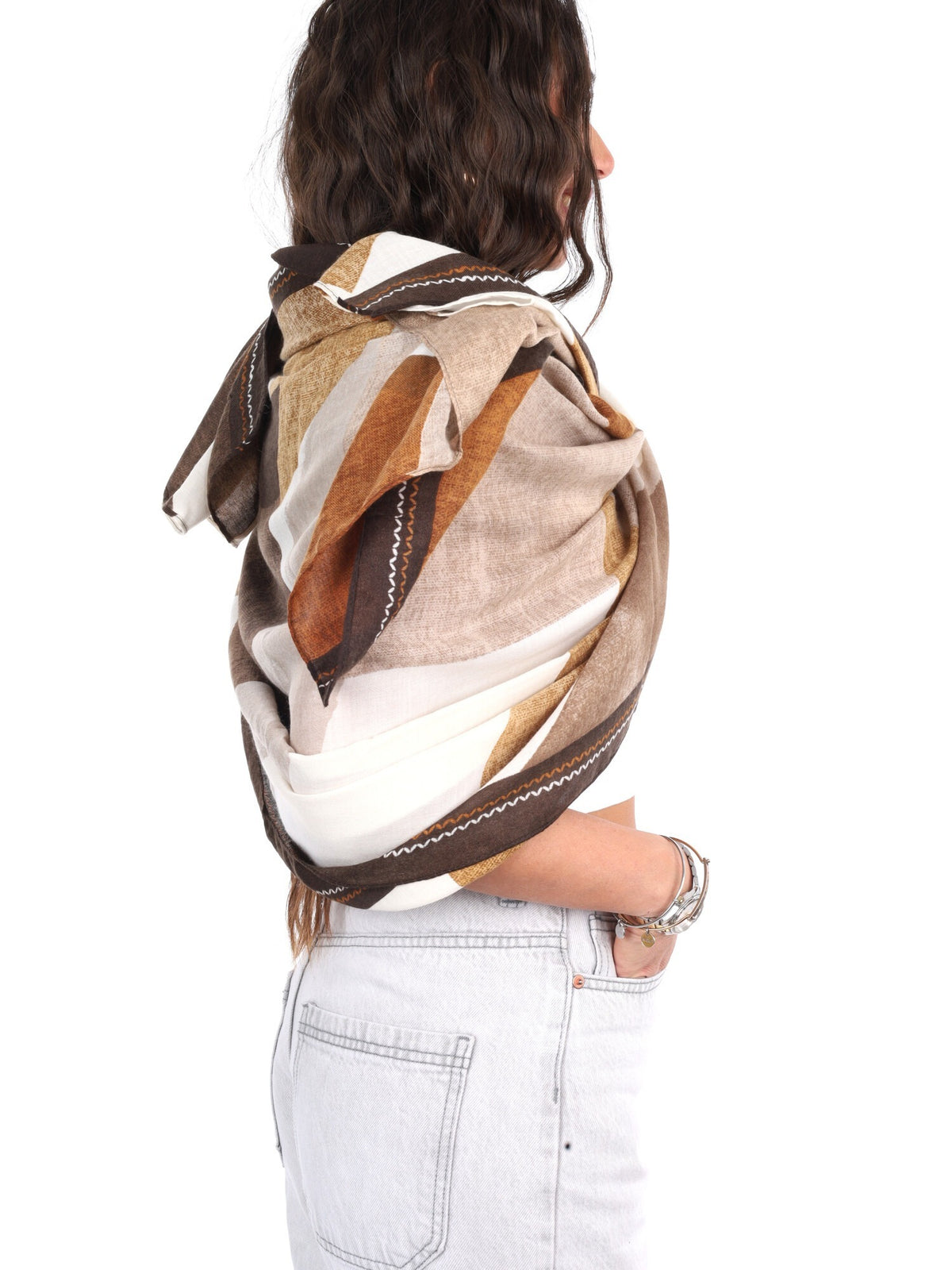 Miss love pashmina da unisex marrone