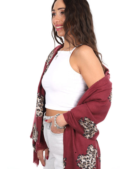 Miss love pashmina da unisex bordeaux