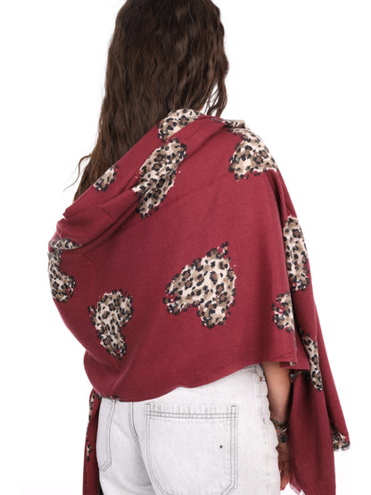 Miss love pashmina da unisex bordeaux