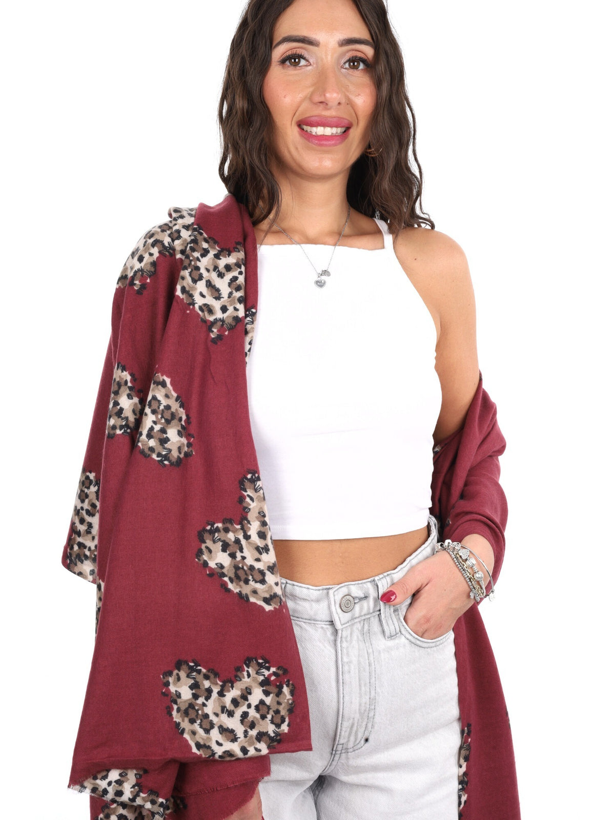 Miss love pashmina da unisex bordeaux