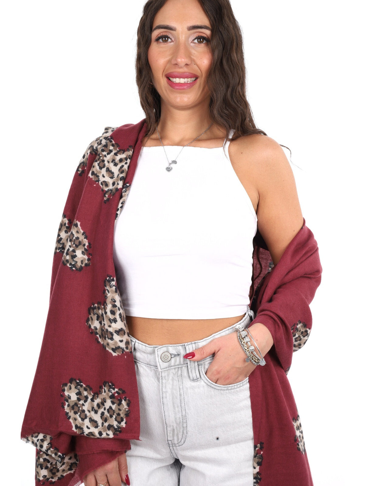Miss love pashmina da unisex bordeaux