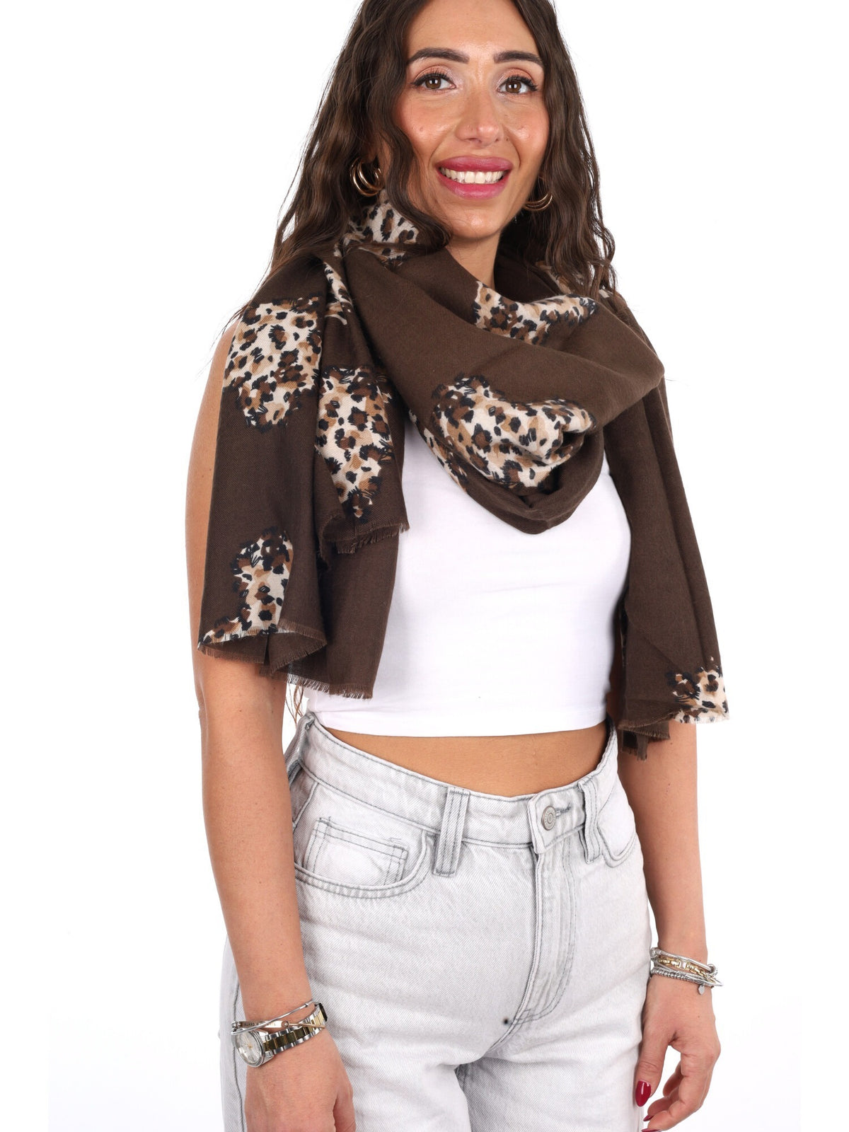 Miss love pashmina da unisex marrone