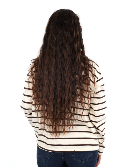 Miss love polo righe da donna panna