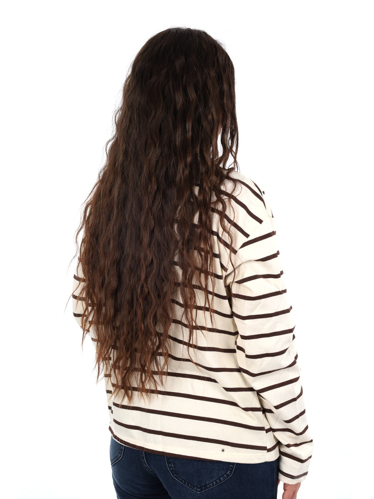 Miss love polo righe da donna panna